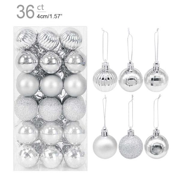1 eske Julekuler Juletrepynt Julekule Xmas Hengende Treanheng Hjemmefestdekor 2023 Nyttårsgave Noel Navidad 36pcs red as picture