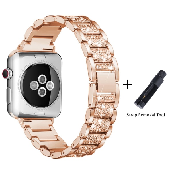 Band + case metallrem för Apple Watch Series 6-rem 40 mm 44 mm diamantring 38 mm 42 mm armband i rostfritt stål iwatch 6SE431 Band plus Case 2 44MM For 5 4