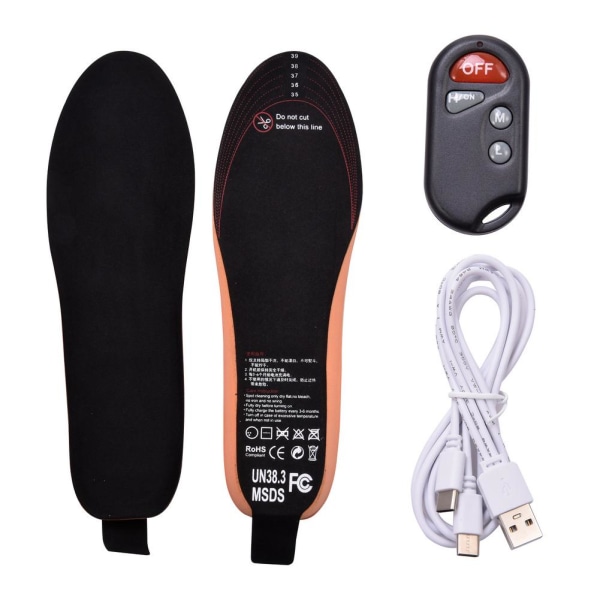 EVA Unisex Elektriska Värmesulor 2100mAh LED Trådlös Fjärrkontroll Termisk Uppladdningsbar Värmedyna För Vintersporter 3540 Size Black