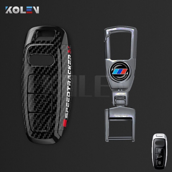 ABS Kolfiberstil Bilnyckelfodral Skal Fob För A3 A4 A5 C5 C6 8P 8L B6 B7 B8 Q3 Q5 Q7 A6 A7 4M 8S B9 A8 Q8 C8 TT C set 2