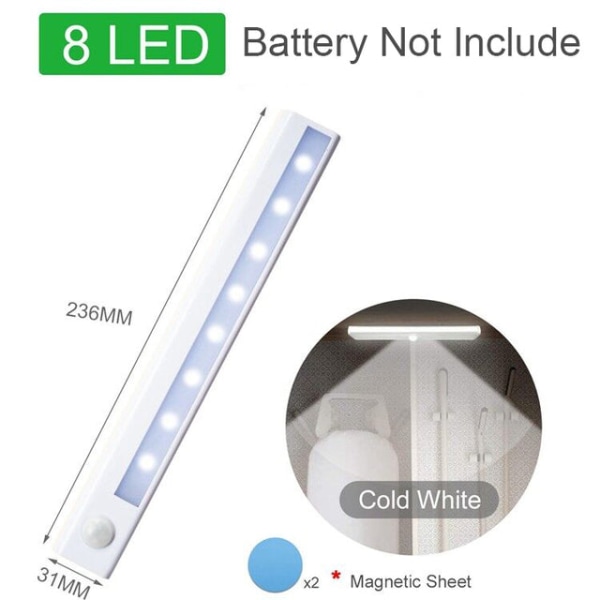 Liiketunnistimella varustetut langattomat LED-yövalot Seinäkoristevalaisin Portaikko Vaatehuone Huone Käytävävalaistus 23cm-8LED3