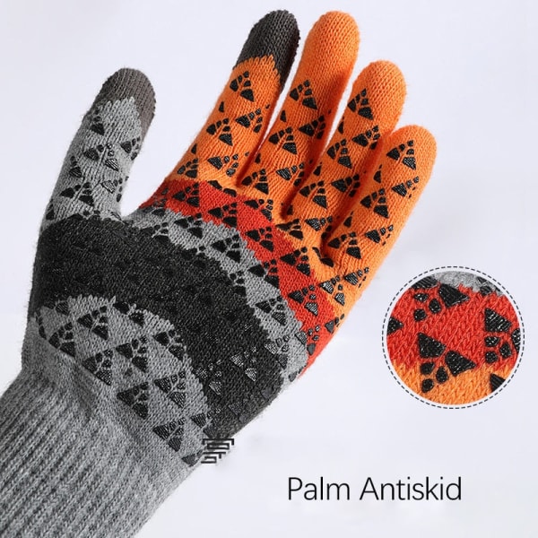Stickade vinterhandskar för män och kvinnor, varma fleecehandskar för cykling, personliga, vindtäta, triangulära, halkfria pekskärmshandskar i ull Orange One Size