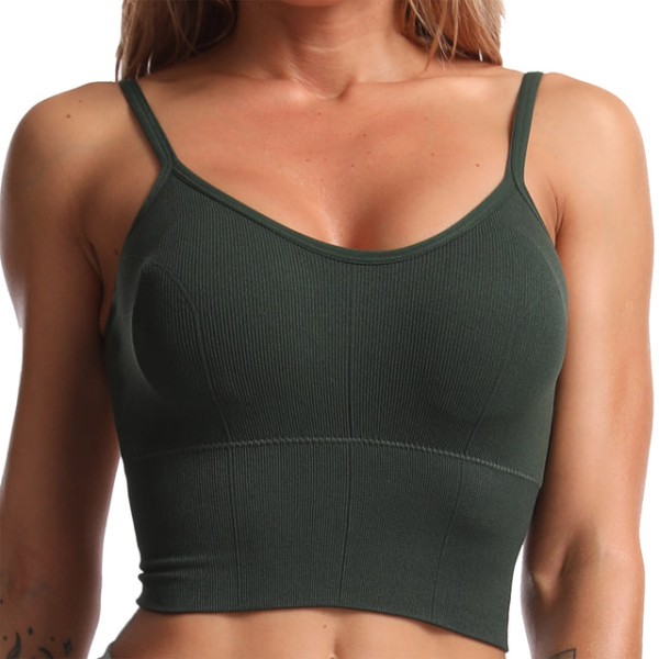 Yoga BH utan Bygel Dam Tube Top Underkläder för Dam Gym 1457 Green Free Size