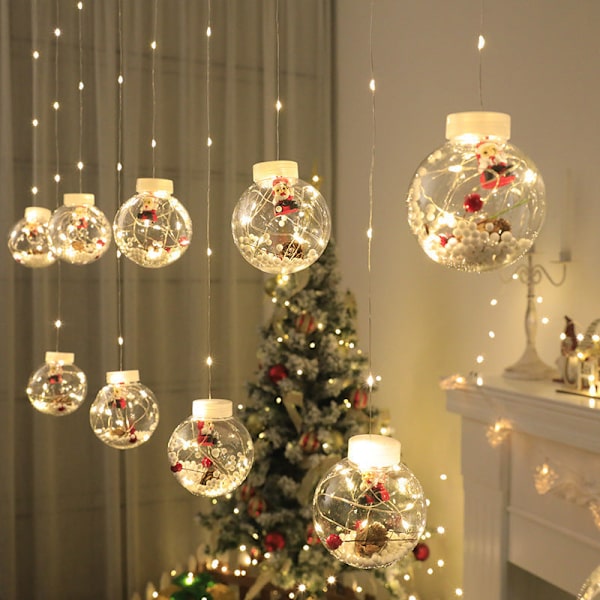 Juledekoration Gardin Lys Scene Layout Ferie Julelys Ønske Kugler Led Kobbertråd Lys Snowman Warm white plug-in type