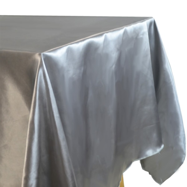 Rektangulær satengduk Overlegg Bryllupsbankett Tapete Hjem Spisebord Dekke Jul Halloween Bursdag Duk White 145X275CM