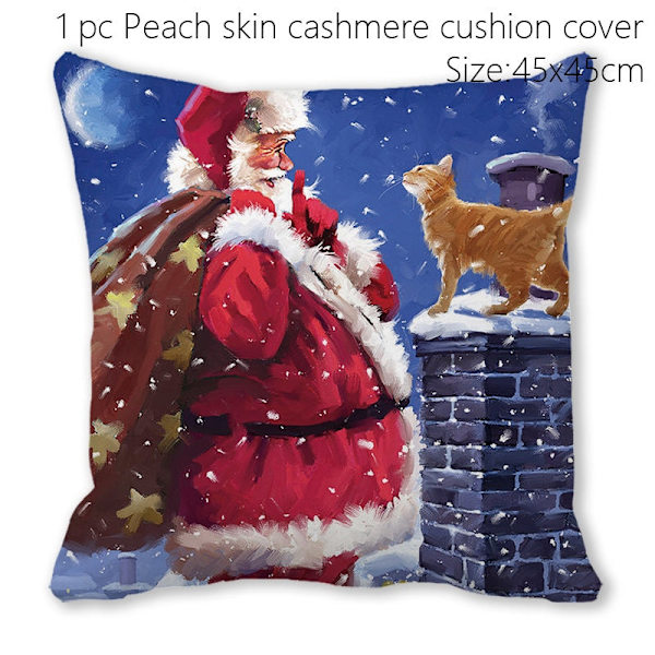 Jultomten Jul Dörrmatta Kuddfodral Juldekorationer för Hemmet 2023 Navidad Ornament Julgransprydnader Nyårspresenter Pillowcase - 09