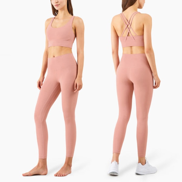 Set Leggings och toppar Fitness Gymkläder för kvinnor 2pcs set3 L