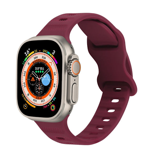 Kellon ranneke Apple Watch iWatch 42-49mm musta laatikko viininpunainen