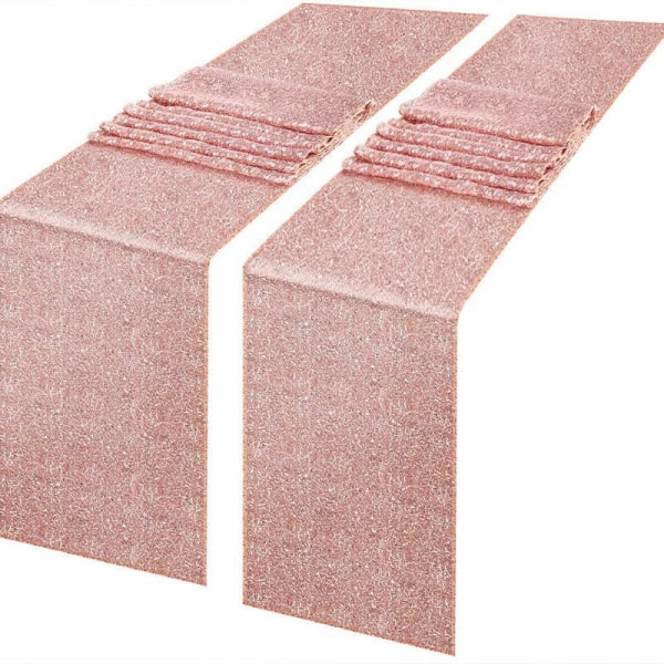 2st Paljett Bord Flagga Bröllopsceremoni Layout Bordsduk Bordslöpare Juldekoration Polyester Fyrkantig Glitter Paljett Rose pink 30*200cm/0.11kg