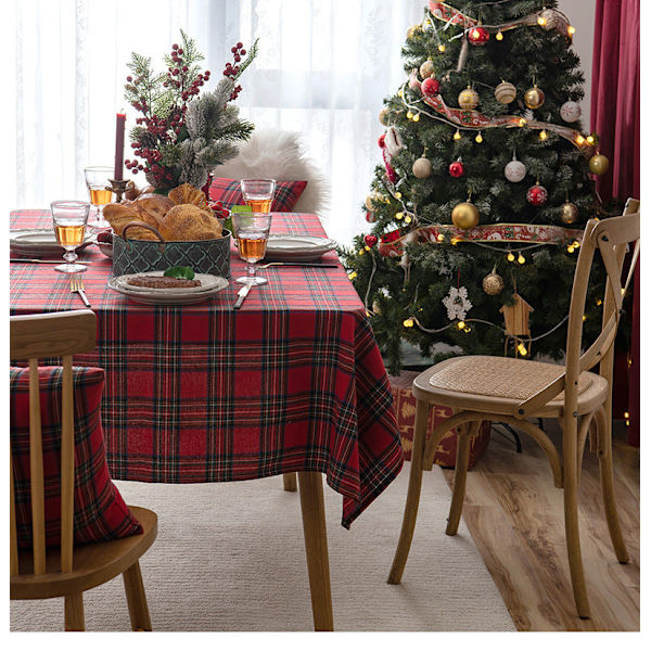 Julhelg Duk Röd Rutig Bordsduk Vardagsrum Dekoration Te Bordsduk Bordsmatta Rektangulär Duk Large plaid red 140*300cm