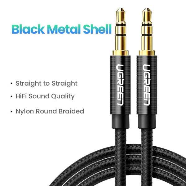 UGREEN Aux-kabel Høyttalerkabel 3,5 mm kabel for bil Hodetelefon Audio 3,5 mm Jack Høyttaler for Samsung Xiaomi Kabel Aux 3,5 mm Blue Metal --2 Pack 1m