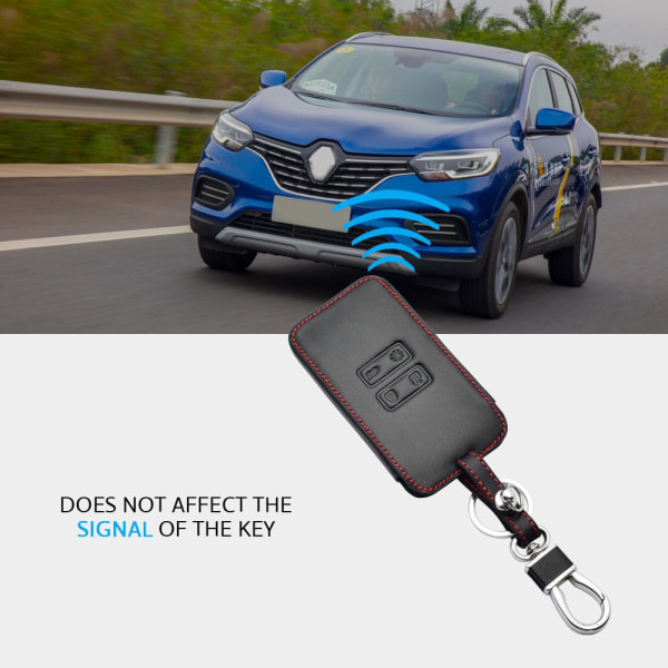 Læder Bil Nøgle Cover Til Renault Captur Koleos Kadjar Arkana Megane Dacia Duster Sandero Stepway Smart Fjernbetjening Nøgle Etui with Red Line