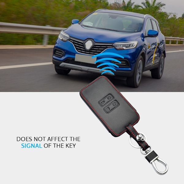 Läder Bilnyckelskydd För Renault Captur Koleos Kadjar Arkana Megane Dacia Duster Sandero Stepway Smart Fjärrkontroll Nyckelringar Fodral with Brown Line