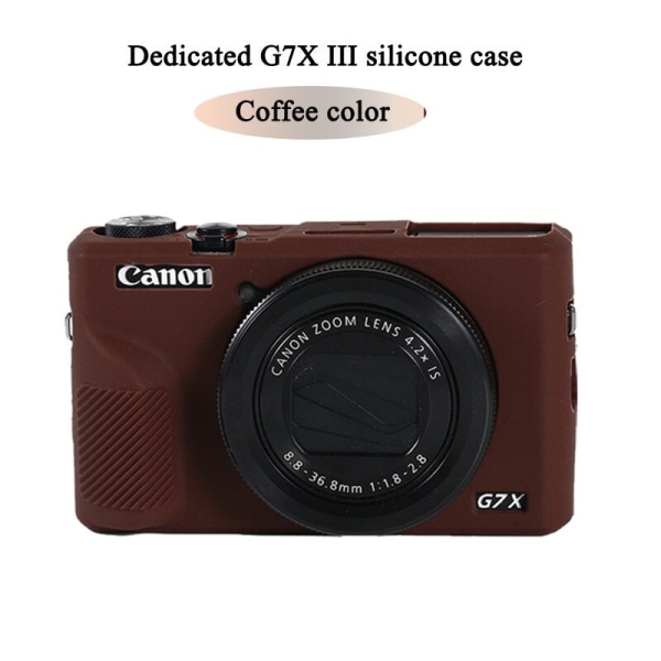 Snygg kameraväska för Canon G7XII G7X II G7X mark 3 G7X III G5X II Silikonfodral Gummi Kameraskydd Skyddande Skal G7X III Coffee color