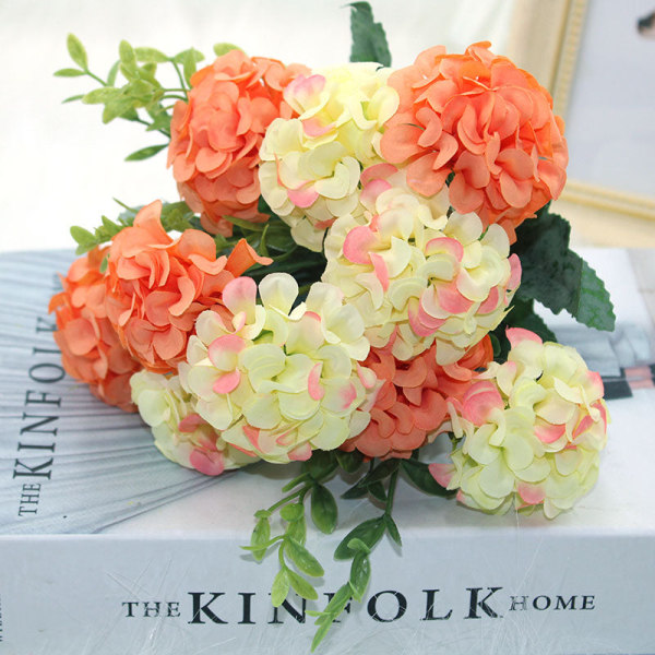 15 blomsterhoved silkehortensia kunstig blomst hvide bryllupsblomster lille buket falsk blomst fest DIY dekoration B11