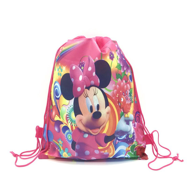 Minnie Mouse Engångsservis Set Barn Födelsedagsfest Tillbehör Papperstallrik Mugg Servett Flagga Flicka Rosa Bröllopstårta Dekoration Bag-1PC6