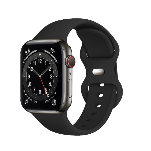 Silikon sportband för Apple Watch Series Se 6 5 4 3 21 44mm 40mm Smart Armband Klockband Pin Tuck Strap on iWatch 6 38mm 42mm 1 black 38MM or 40MM