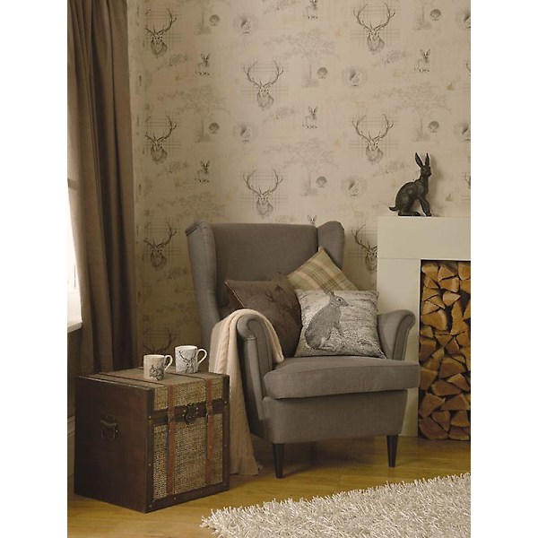 Richmond Highland Hirvi Tapetti Holden Charcoal Charcoal