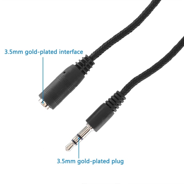 2/3/5m 3.5mm Aux-kabel Hann til 3.5mm Jack Hann AUX Audio Stereo Hodetelefonkabel Jack 3.5 Aux Audio Kabelledning for Telefon Øretelefon 3m male to female