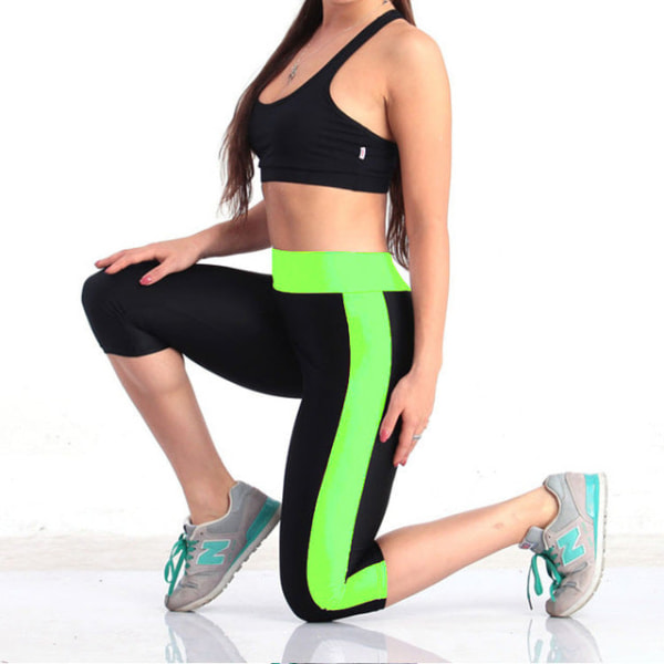 Yogabyxor Elastiska Push Up Leggings Sportträningstights Gym Flickbyxor Fluorescent Green L