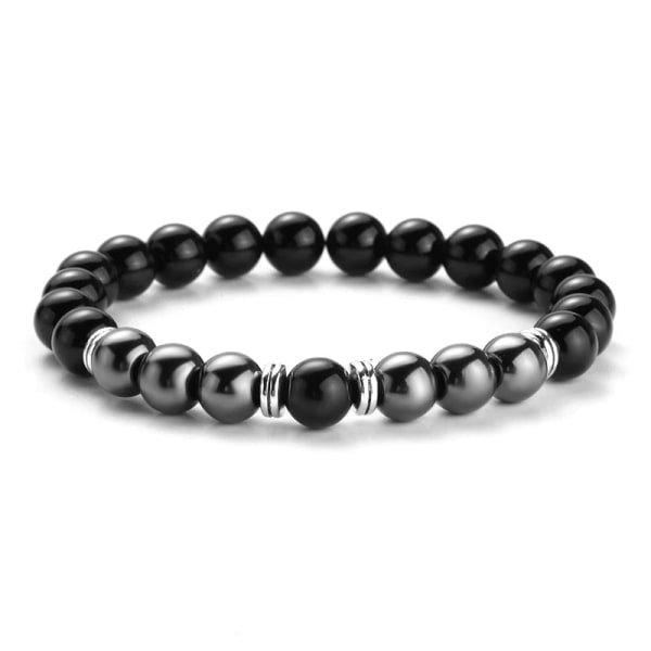 Naturligt Tiger Eye Beads Armband För Kvinnor Hälsovård Hematit Stretch Armband Män charm Mode Smycken charm armband män 8mm  black agate1 S180mm(7in)