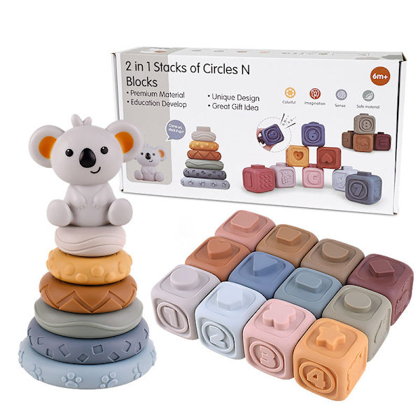 Spædbarns Puslespil Byggeklodser Kognitiv Lindring Firkantede Bløde Byggeklodser Jenga Vinyl Byggeklodser af Fleksible Lim Legetøj White Bear Jenga