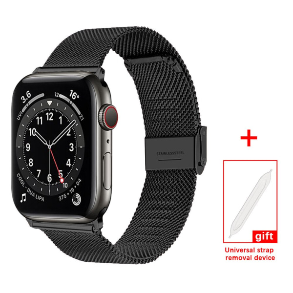 Milanese Loop för Apple Watch Band 6 SE 5 4 44mm 42mm Armband i rostfritt stål Metallarmband av iWatch Series 1 2 3 38mm 40m Silver1 42mm