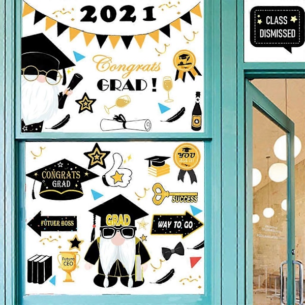 9 Ark Examensdekaler Väggdekoration Skola Hem Grattis Examen Festtillbehör Dekaler Klass 2021 Fönsterdekor Dekal B Sticker B