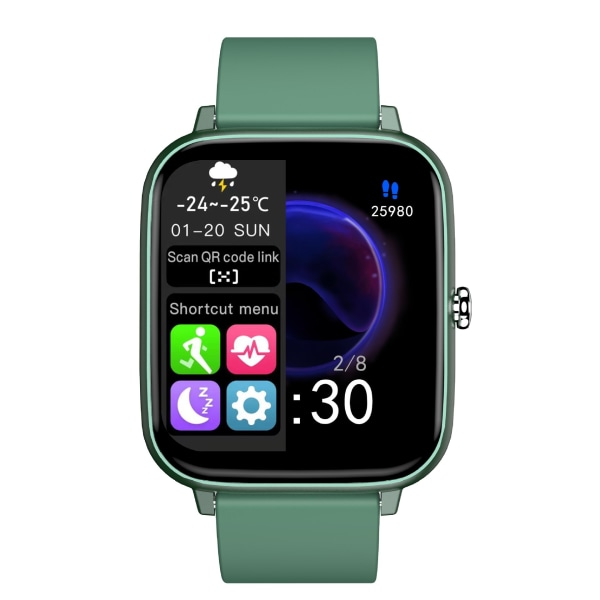 Watch på Bluetooth Calling Music Playback 1.54 Full Touch Smart Delad skärm Stegräkning Multi Sport Mode Green