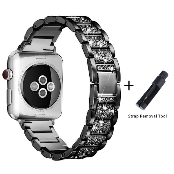 Armband + Fodral Metallarmband för Apple Watch Series 6 Armband 40mm 44mm Diamantring 38mm 42mm Rostfritt Stål Armband iwatch 6SE431 Band plus Case 1 40MM For 5 4