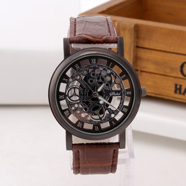 Ikke-Mekanisk Herreur 'S Quartz Ur Dobbeltsidet Gennemskåret Ur Til Mænd Black plate black strap