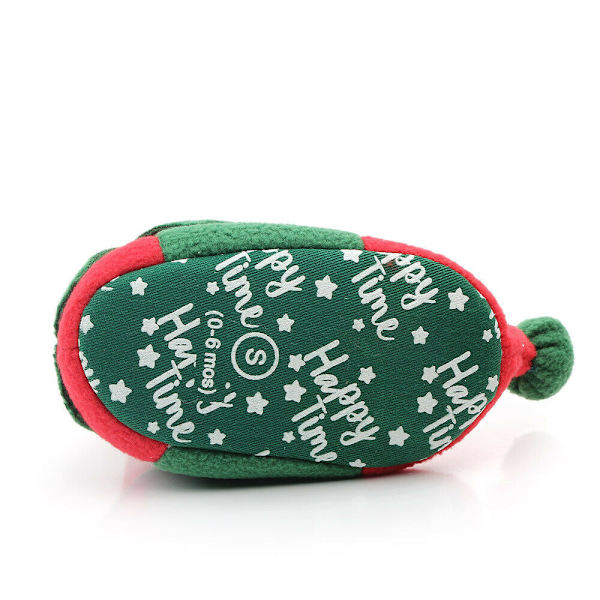pudcoco Festlig Jul Baby Bomullsko Barn Støvler Gutter Jenter Baby Søte Tegneserie Varme Sko Gutter Jenter Tykkere Første Gange Gående Green and Red 12