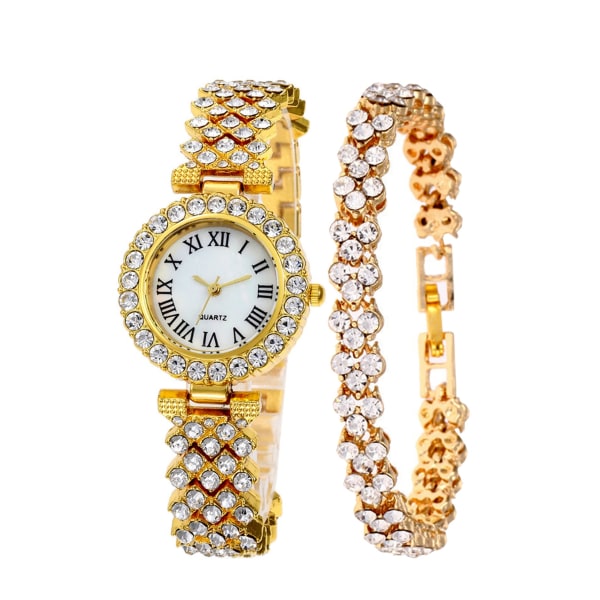 Lyxigt diamantbestrött stjärnklart elegant quartz-klockset med diamanter för alla tillfällen Style seven suit with box