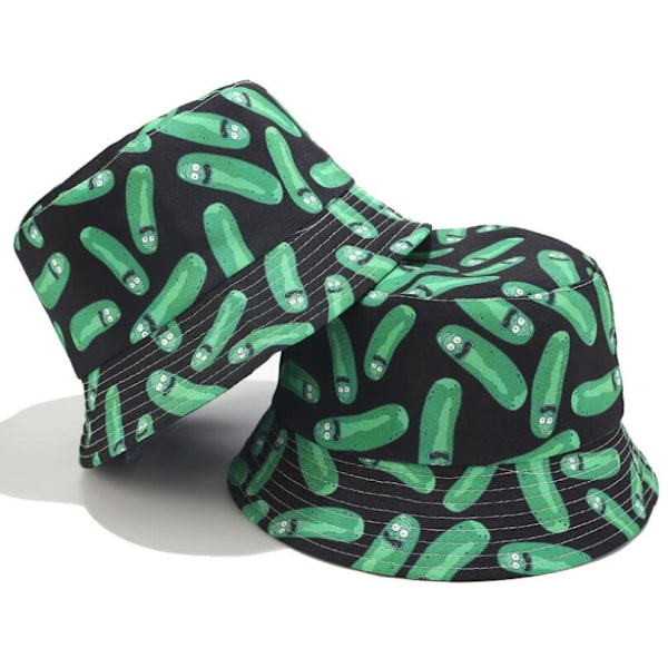Pickle Rick Bomuld Ny Bucket Hat Rick Fiskehat US Anime Bomuldstryk Fisker Bob Hat Sol Fiske Boonie Hat 03 56-59cm