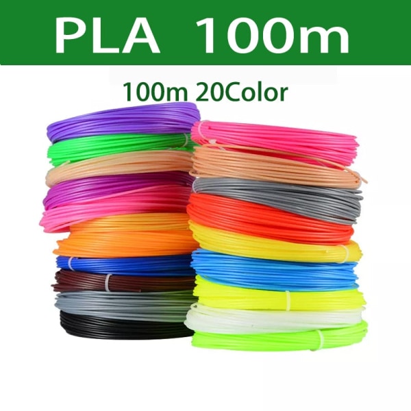 PCL Filament för 3D-penna Filamentdiameter 1,75 mm 100M Plastfilament för 3D-skrivarpenna Barnsäker Refill PLA 50M 10Color