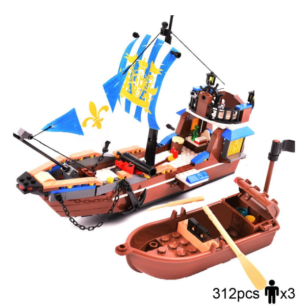 Byggkloss Stort piratskepp Båt Black Pearl Silent Maria Äventyr Karibiska havet Pedagogiska tegelstenar Toy Boy Present QL1800