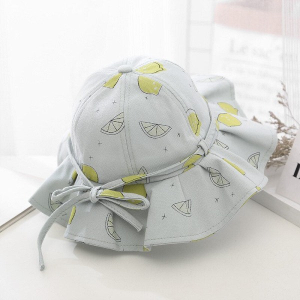 Søt Sommer Baby Jente Bøttehatt Trykk Utendørs Sløyfe Barn Jente Solhatt Barn Småbarn Panama Strandhatt with rope for 2-7 years