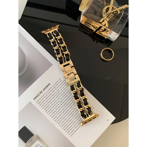 Kellon ranneke Apple Watch iWatch 40:lle, musta kulta metalli