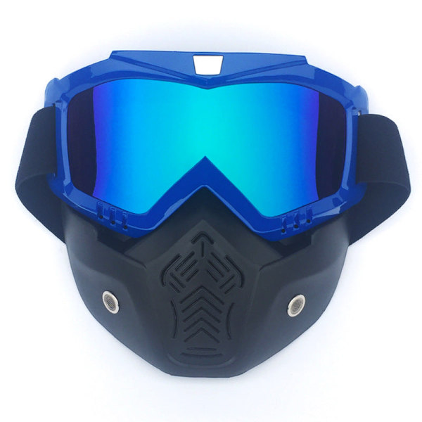 Lumilautailu naamio moottorikelkkailuun, laskettelulasit, tuulenpitävät suojalasit motocrossiin suukappaleella Bright blue frame color paillette 17cm