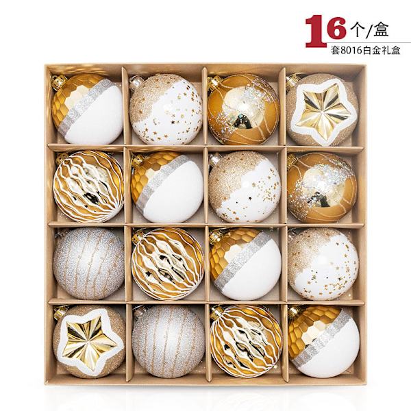 Yinhao Julekule 16 8cm Plast Julefargekule Juletre Anheng Ornament Hengende Ornamenter Red and White