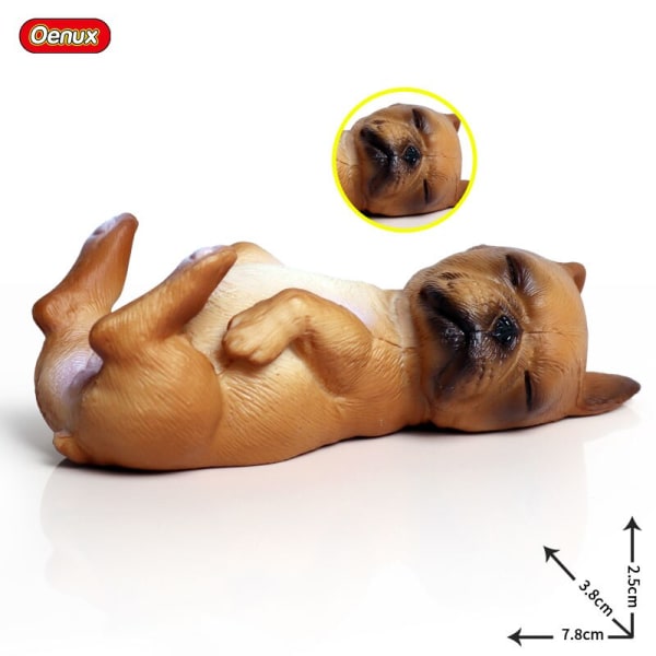 Oenux Bedårande Fransk Bulldog Djur Söt Valp Sovande Lat Hund Actionfigurer Modell Figurin PVC Heminredning Leksak för Utbildning without box5