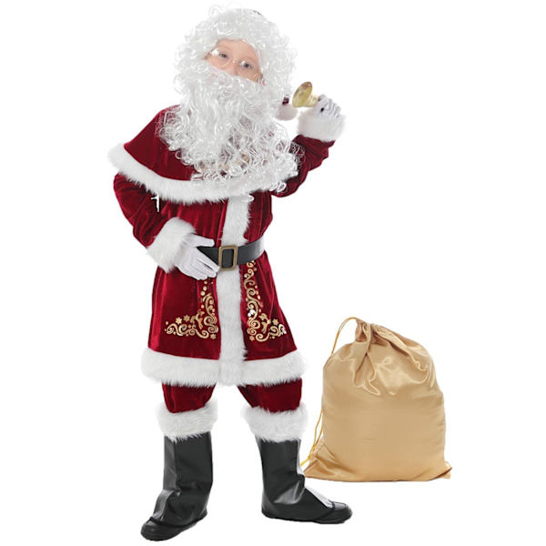 Aikuisten joulupuku Lasten miesten joulupuku Joulun cosplay-asu Joulupukki-esitysvaatteet Children's 12-piece set