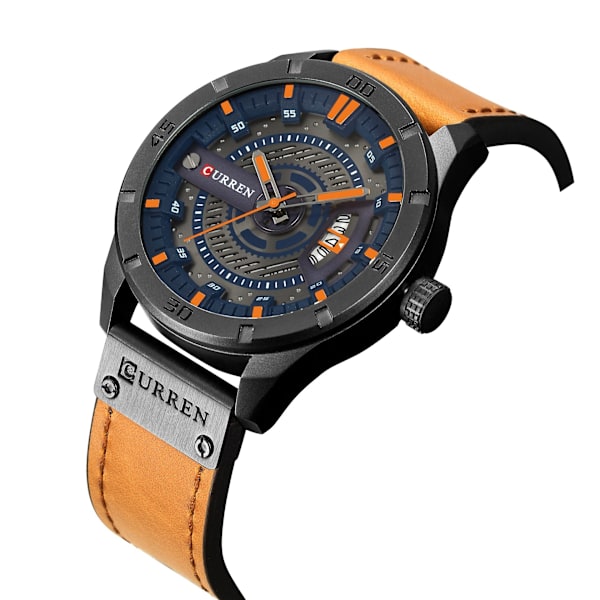 Vyö Miesten Kello Miesten Kello Kalenterikello Business Vyö Vyö Miesten Kello Black Shell Orange