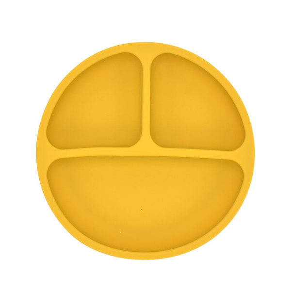 Baby Silikon Spisesett Solid Søt Smil Tegneserie Barn Servise Småbarn Trening Servise Barn Matingsskåler BPA FRI Orange1