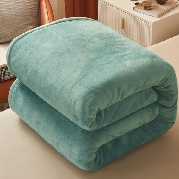 Macaron Ensfarvet Mælke Velvet Tæppe Sengetæppe Koral Velvet Tæppe Vinter Flannel Tæppe Betræk Tæppe Blue and Gray 100 * 120cm [weight 8 Liang]]