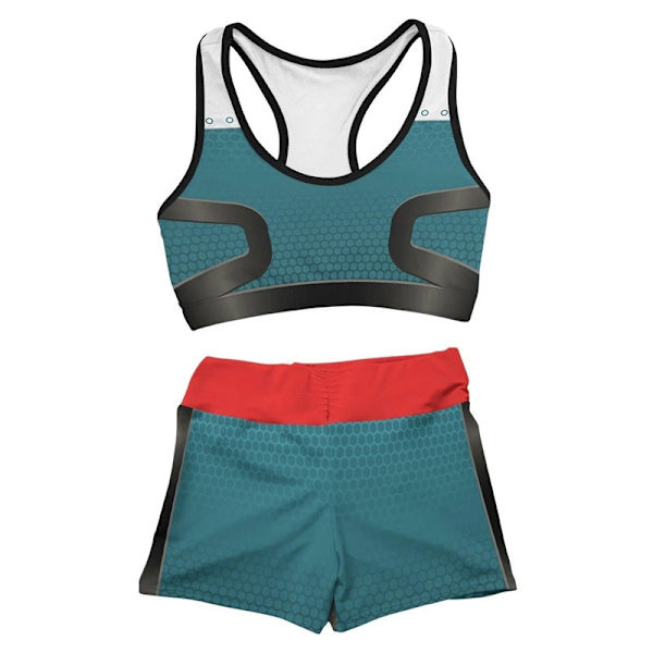 My Hero Academia Cosplay Kostyme Midoriya Izuku Deku Gym Sport Trening Løpe Short BH Yoga Dress Treningsdress Fitness Beige M