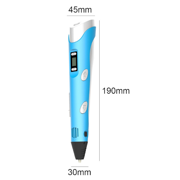 USB-driven 3D-pennsats med PLA-filamentpåfyllning LCD-skärm 3D-ritningsmålningspenna Automatisk konstskrivarpenna Kreativ gåva 3mx1.75mm As photo