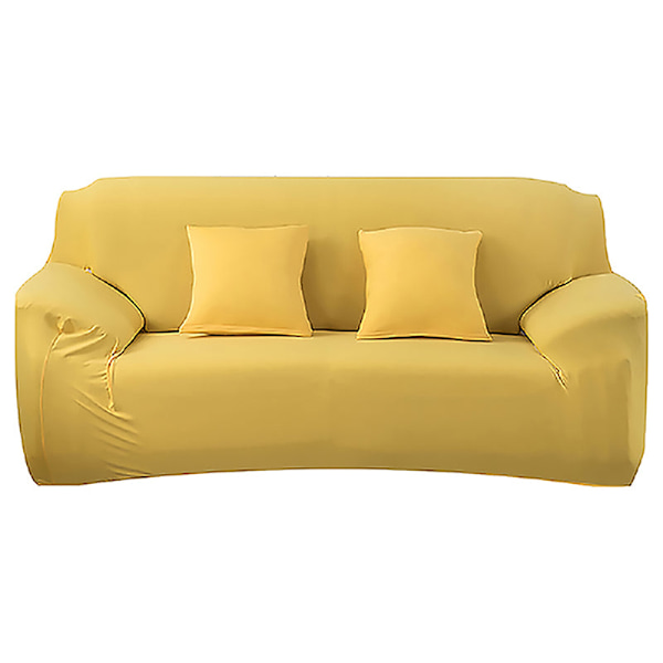 Ensfarvede sofabetræk til stue, elastiske hjørnesofabetræk, stolebeskytter 1/2/3/4 personers light yellow 2-seater 145-185cm
