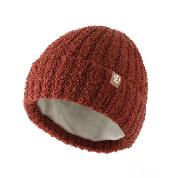 Varm Plyschmössa Dam Flänsstickad Hatt Herr Sammet Kallskydd Öronlappar Slipover Hatt Beige Average size