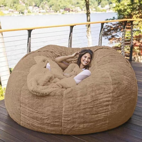 Big Bean Bag Soffa Puff Floor Seat Futon Lazy Bäddsoffa Soffa Lounge Chair (inget fyllmedel) Black 153cmx65cm